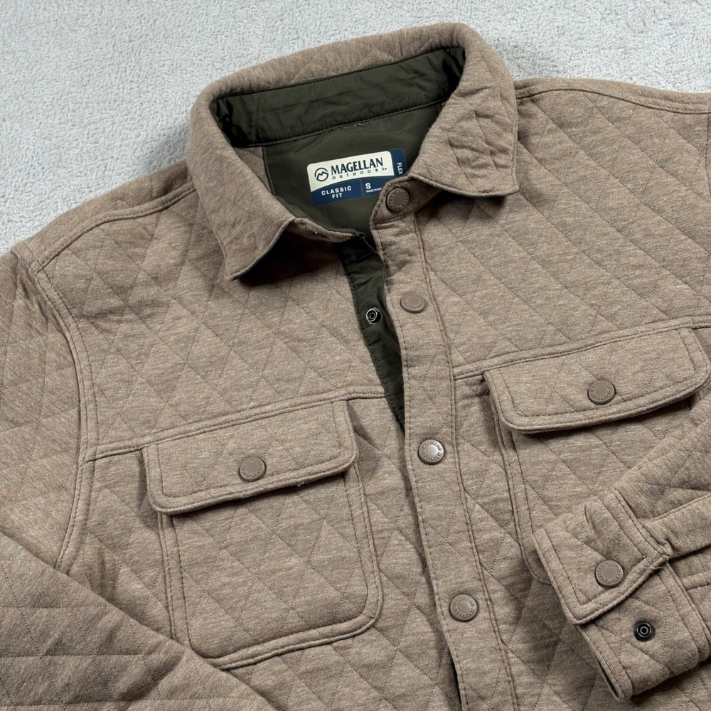 Magellan Outdoors Campfire Quilted Long Sleeve Shirt Mens Small Timberwolf Brown